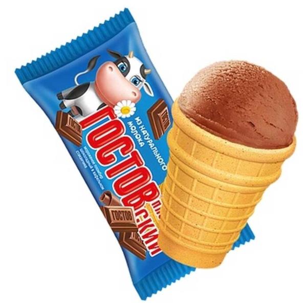 Мороженое ГОСТОВский пломбир шоколадный в вафельном стаканчике, 75 г