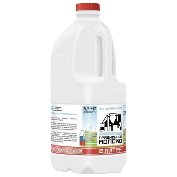 Молоко Правильное Молоко пастеризованное 3.2%, 2 л