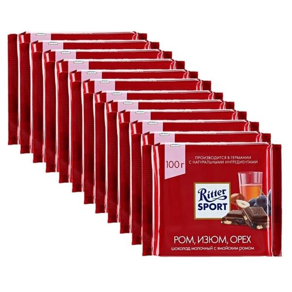 Шоколад Ritter Sport молочный Ром, изюм, орех