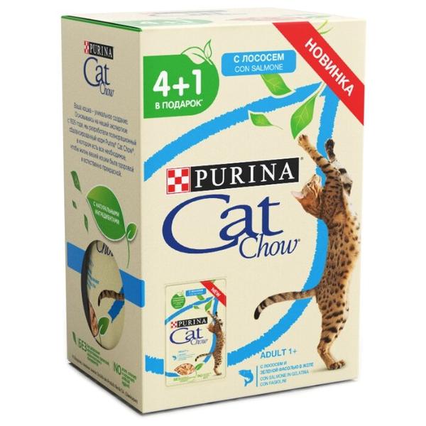 Корм для кошек CAT CHOW с лососем 85 г (кусочки в желе)