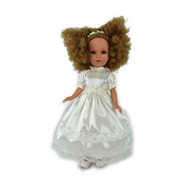 Кукла Vidal Rojas Мари кудрявая блондинка в белом платье, 41 см, 5513