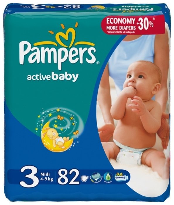 Pampers подгузники Active Baby 3 (4-9 кг) 82 шт.