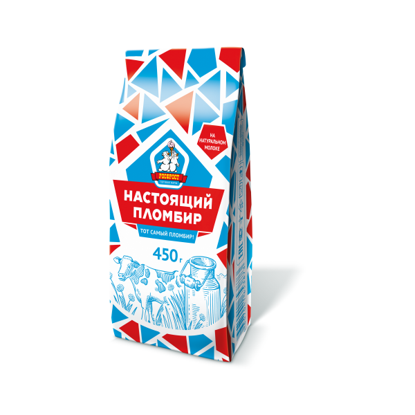 Мороженое РосФрост Настоящий пломбир ваниль, 450 г