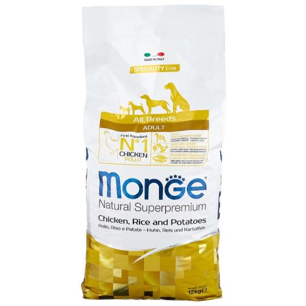 Корм для собак Monge Speciality line для здоровья кожи и шерсти, для здоровья костей и суставов, курица с рисом, с картофелем