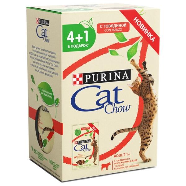 Корм для кошек CAT CHOW с говядиной 85 г (кусочки в желе)