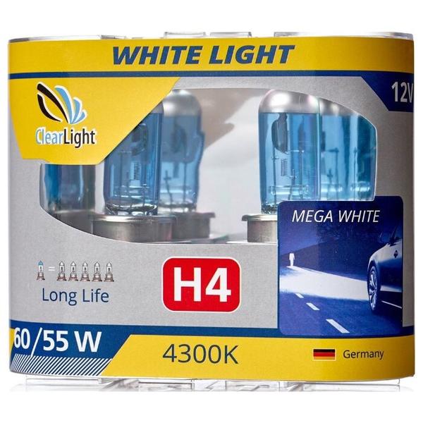 Лампа автомобильная галогенная ClearLight WhiteLight MLH4WL H4 60/55W 2 шт.