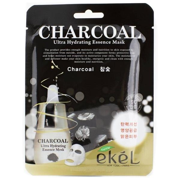 Ekel Маска тканевая с экстрактом древесного угля Charcoal Ultra Hydrating Essence Pack