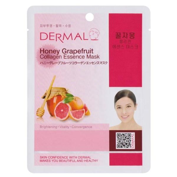 DERMAL тканевая маска Honey Grapefruit Collagen Essence Mask с коллагеном, экстрактом грейпфрута и меда