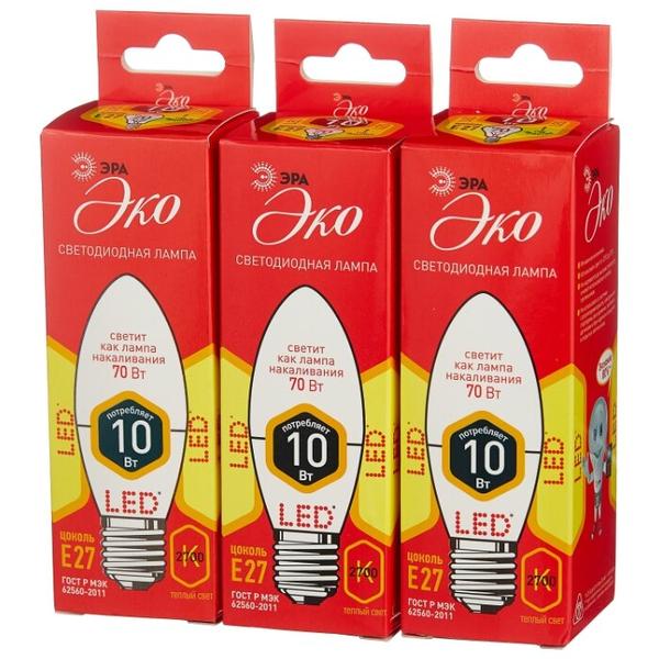 Упаковка светодиодных ламп 3 шт ЭРА Б0032962, E27, B35, 10Вт