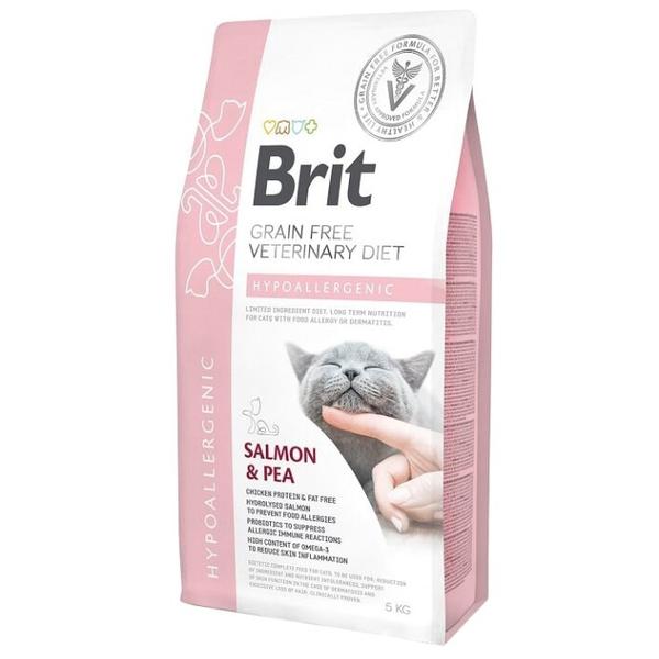 Корм для кошек Brit Veterinary Diet беззерновой, при аллергии, с лососем и с горошком