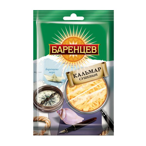 Снэк из морепродуктов Баренцев Кальмар сушеный 40 г
