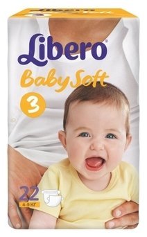 Libero подгузники Baby Soft 3 (4-9 кг) 22 шт.