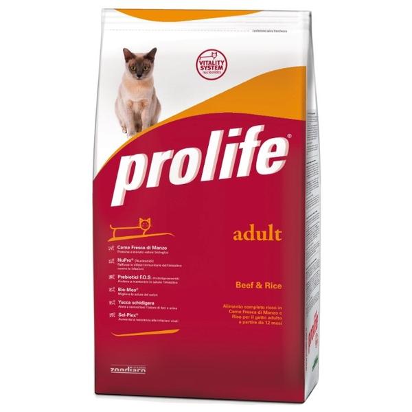 Корм для кошек Prolife Adult с говядиной и рисом