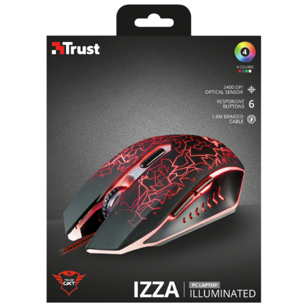 Trust GXT 105 Izza Illuminated Gaming Mouse Black USB