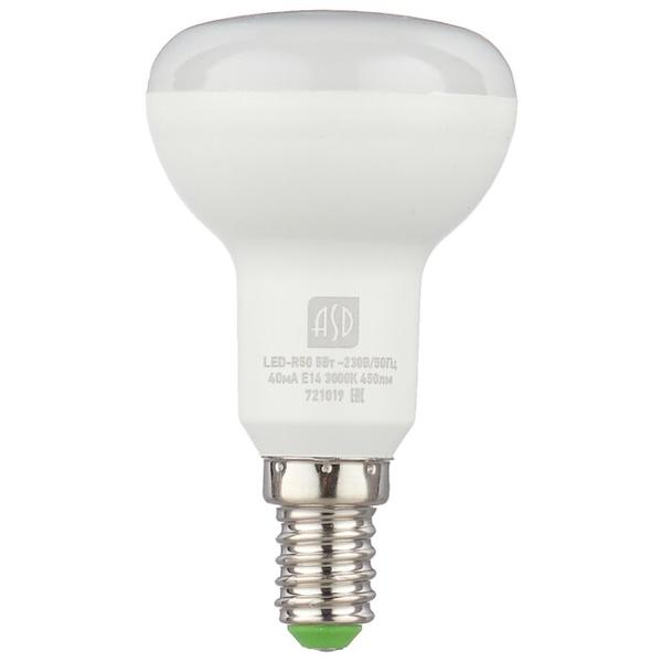 Упаковка светодиодных ламп 10 шт ASD LED-STD 3000К, E14, R50, 5Вт