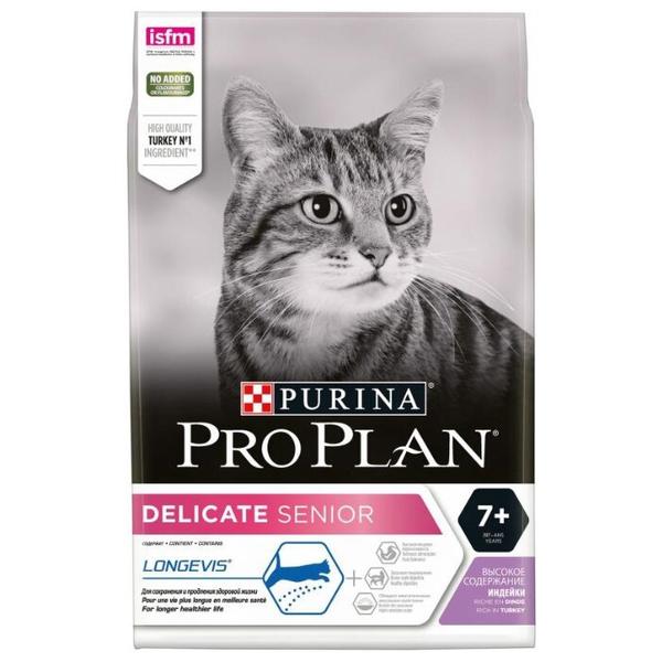 Корм для пожилых кошек Pro Plan Delicate при чувствительном пищеварении, с индейкой
