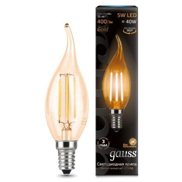 Лампа светодиодная gauss 104801005, E14, CA35, 5Вт
