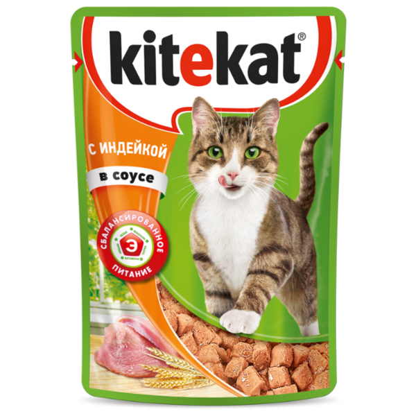 Корм для кошек Kitekat с индейкой 85 г (кусочки в соусе)