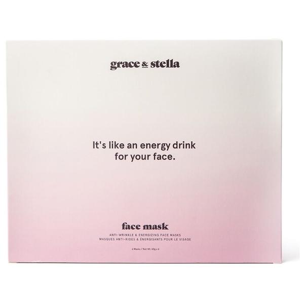 Grace & Stella Энергетическая маска для лица с коллагеном и коллоидным золотом против морщин Anti Wrinkle + Energizing Face Masks