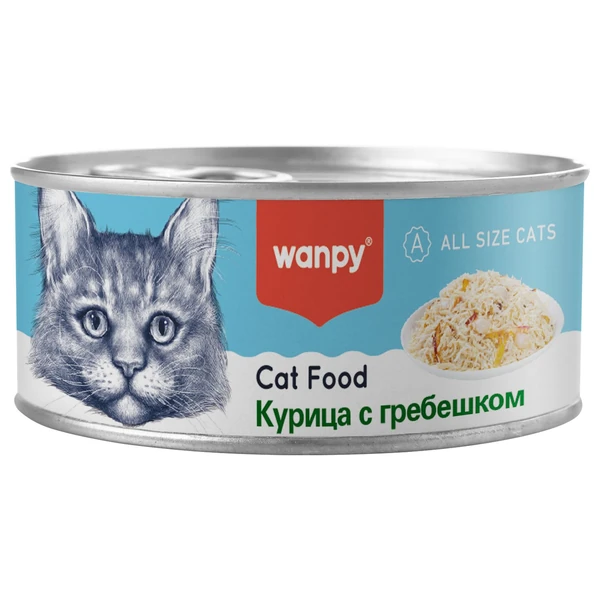 Wanpy Cat Консервы для кошек "Курица с гребешком"
