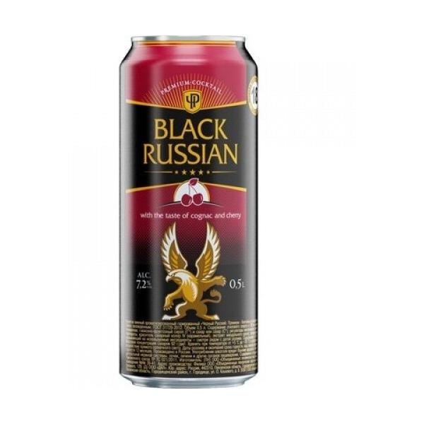 Коктейль слабоалкогольный Черный Русский с коньяком и вкусом вишни, 0.5 л