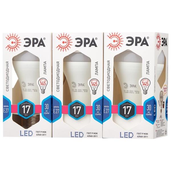 Упаковка светодиодных ламп 3 шт ЭРА Б0031700, E27, A60, 17Вт