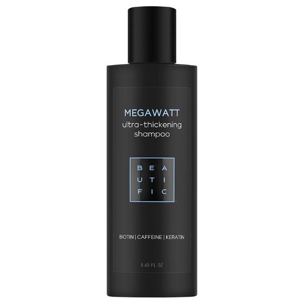 BEAUTIFIC шампунь Megawatt для ультра-объема и густоты волос с биотином, кофеином и кератином
