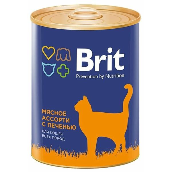 Корм для кошек Brit мясное ассорти, с печенью 340 г (паштет)