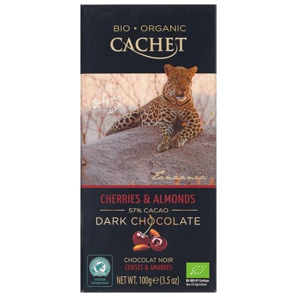 Шоколад Cachet горький c миндалем и вишней, 57%