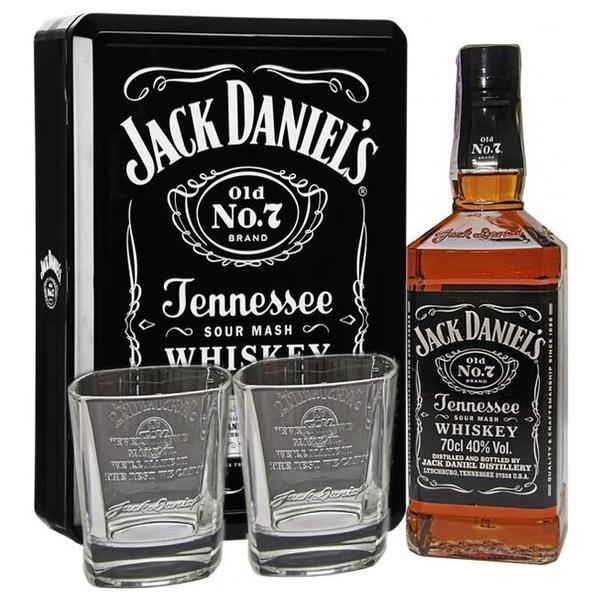 Виски Jack Daniel's Old No.7 Tennessee 0.7 л + 2 стакана, подарочный набор