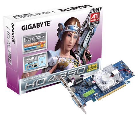 GIGABYTE Radeon HD 4350 650Mhz PCI-E 2.0 512Mb 800Mhz 64 bit DVI HDMI HDCP