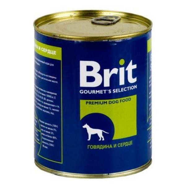 Корм для собак Brit говядина, сердце 850г