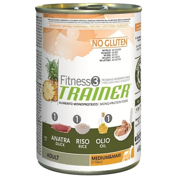 Корм для собак TRAINER Fitness3 No Gluten Adult Medium&Maxi Duck and rice canned