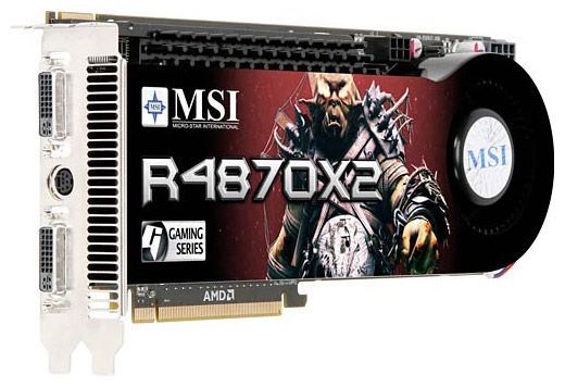 MSI Radeon HD 4870 X2 780Mhz PCI-E 2.0 2048Mb 3600Mhz 512 bit 2xDVI TV HDCP YPrPb