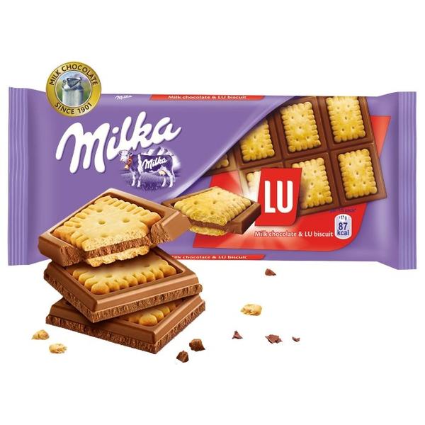 Шоколад Milka молочный с печеньем LU