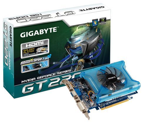 GIGABYTE GeForce GT 220 720Mhz PCI-E 2.0 1024Mb 1600Mhz 128 bit DVI HDMI HDCP