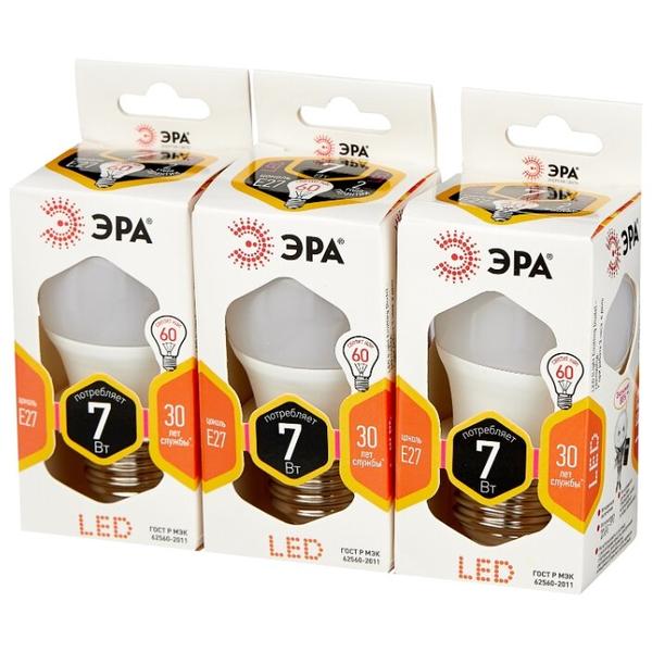 Упаковка светодиодных ламп 3 шт ЭРА Б0020550, E27, P45, 7Вт