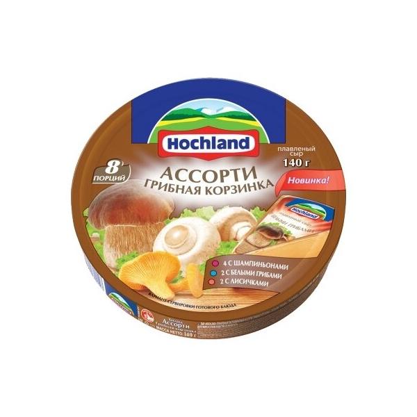 Сыр Hochland плавленый ассорти грибная корзинка 8 порций 55%