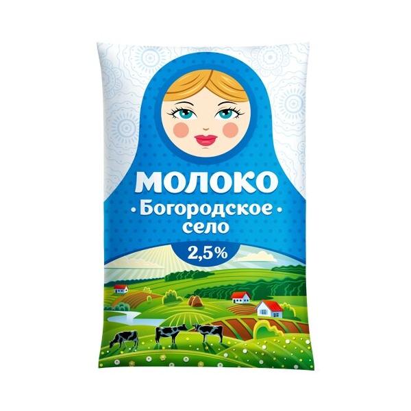 Молоко Богородское село пастеризованное 2.5%, 0.9 кг