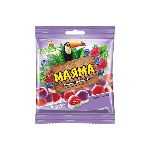 Мармелад Маяма жевательный, с желейной начинкой со вкусом черники и малины со сливками 70 г