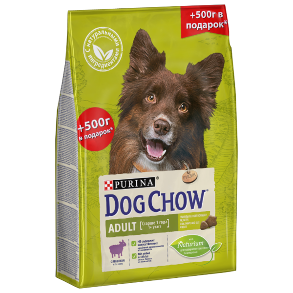 Корм для собак DOG CHOW для здоровья кожи и шерсти, ягненок (для средних пород)