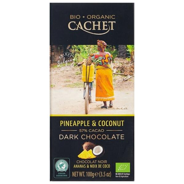 Шоколад Cachet горький c кокосом и ананасом, 57%