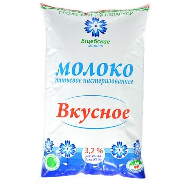 Молоко Вицебскае Малако "Вкусное" пастеризованное питьевое 3.2%, 1 л