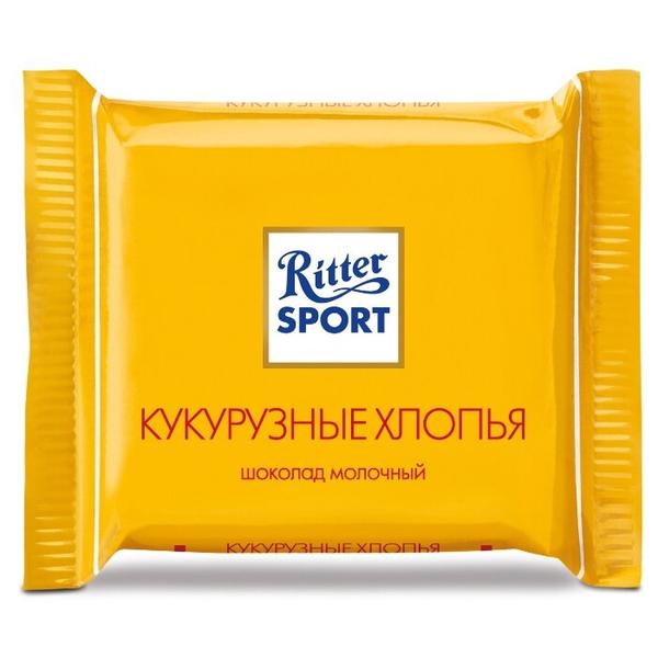 Шоколад Ritter Sport "Кукурузные хлопья" молочный, порционный
