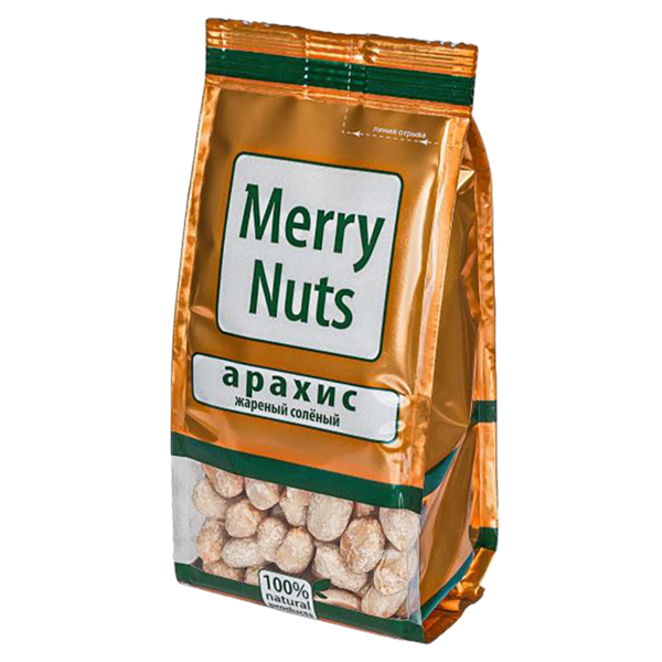 Арахис Merry Nuts жареный соленый, флоу-пак 90 г