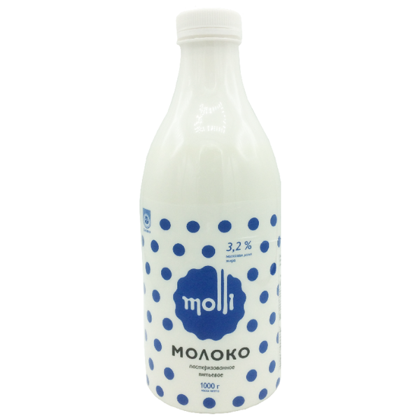 Молоко Molli пастеризованное 3.2%, 1 л