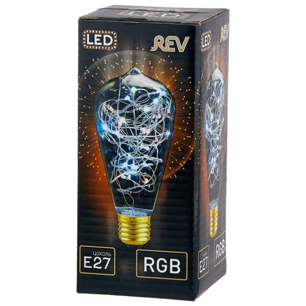 Лампа светодиодная REV Vintage RGB 32447 8, E27, ST64, 2Вт
