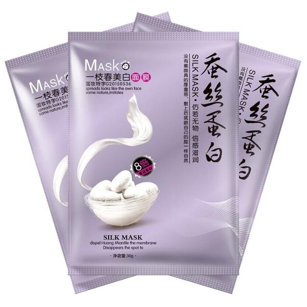 One Spring Silk Mask тканевая маска Фиолетовая - отбеливающая с протеинами шелка