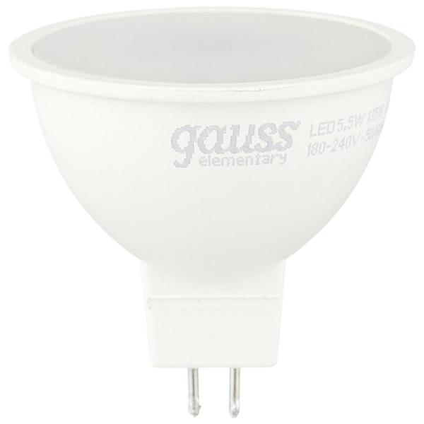 Упаковка светодиодных ламп 10 шт gauss 13516/16516, GU5.3, MR16, 5.5Вт