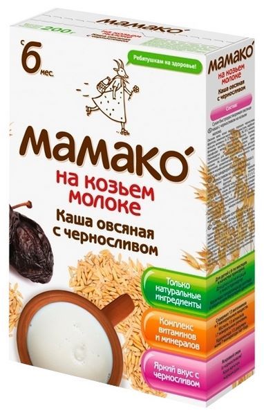 МАМАКО Молочная овсянаяна козьем молоке с черносливом (с 6 месяцев) 200 г